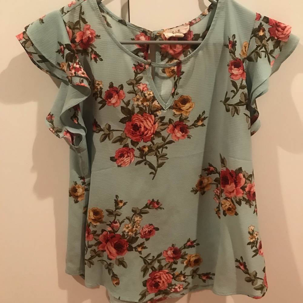 Light Blue Flowered Blouse
